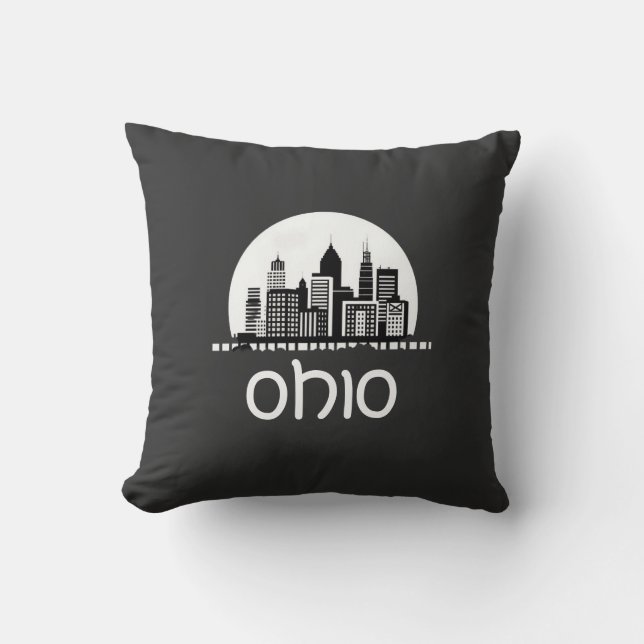 Custom Ohio Skyline Throw Pillow (Front)