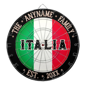 Custom Old World ITALIA FLAG Classic Black Border Dartboard