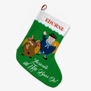 Custom, Olentzero + "Zorionak eta Urte Berri On", Large Christmas Stocking