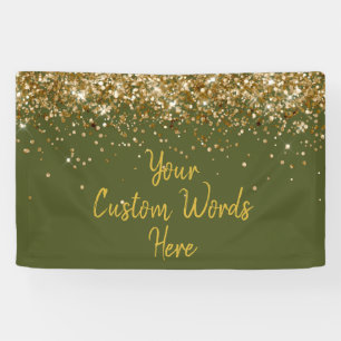 Custom Olive Green Gold Birthday Party Photo Booth Banner