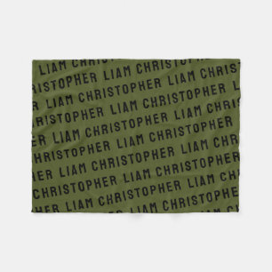 Custom Olive Green Personalized Name Baby Shower  Fleece Blanket