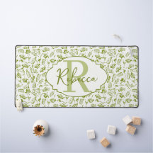 Custom Olive Leaf Monogram Sage Green Rich