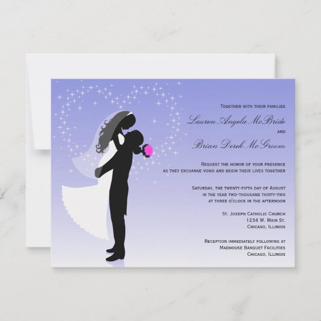Custom Ombre Silhouette Formal Wedding Invite (Front)