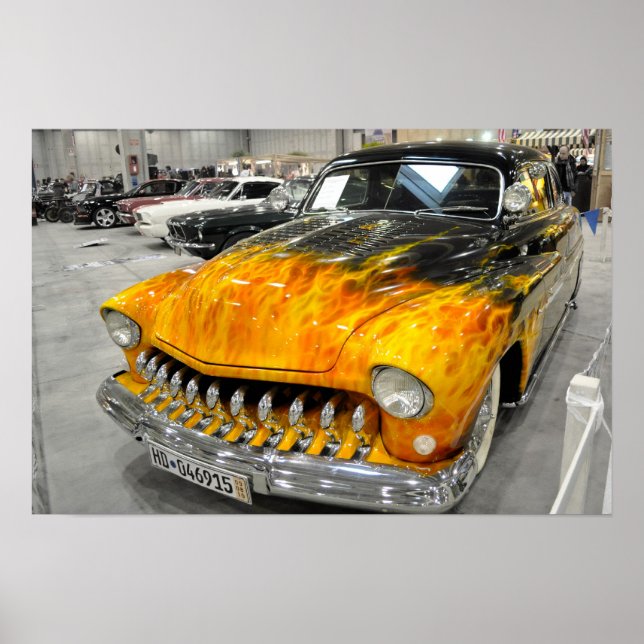 Custom On Fire Car Poster (Front)