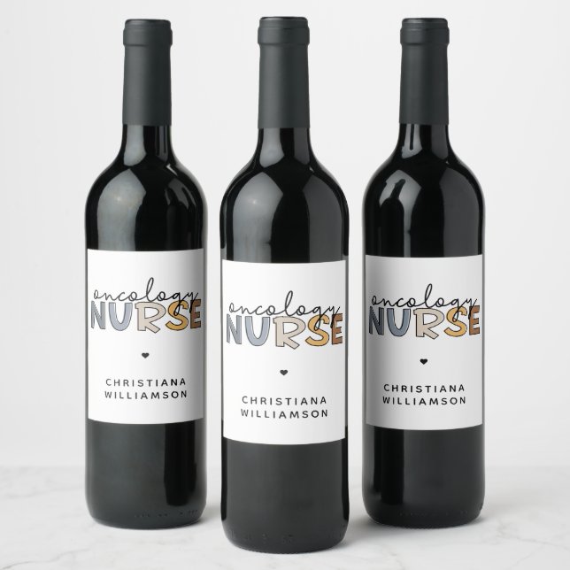 Custom Oncology Nurse Oncology RN Gifts Wine Label (Bottles)