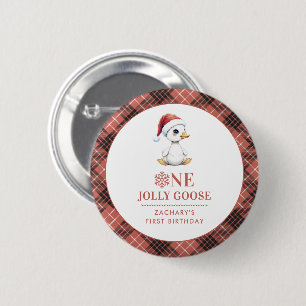 Custom One Jolly Goose December First Birthday 2 Inch Round Button