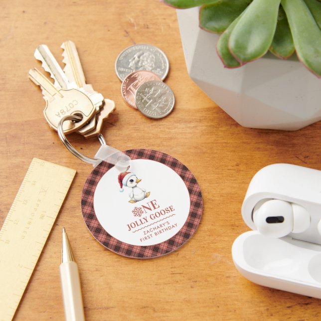 Custom One Jolly Goose December First Birthday Keychain (Desk)