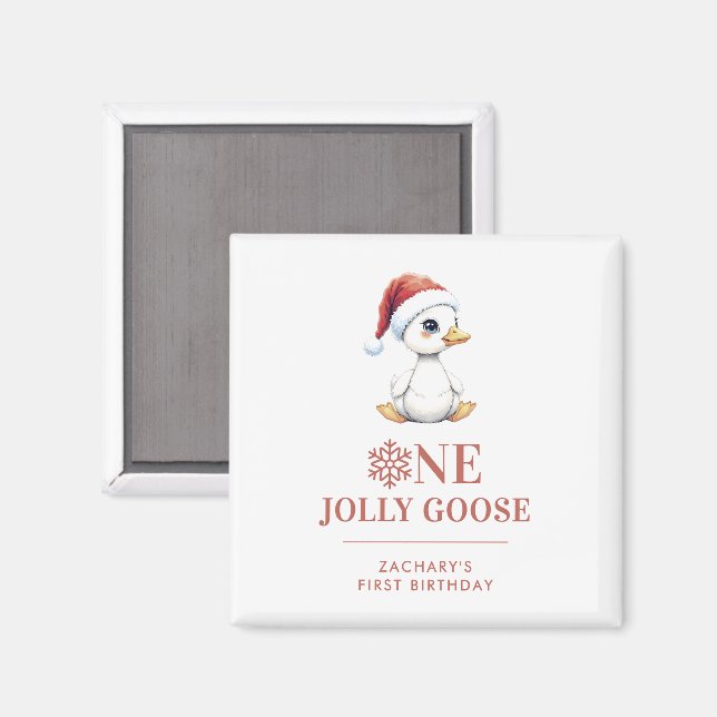 Custom One Jolly Goose December First Birthday Magnet (Front/Back)