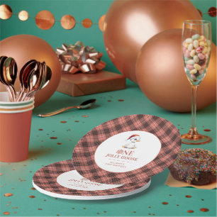 Custom One Jolly Goose December First Birthday Paper Plate