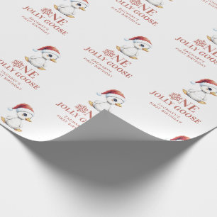 Custom One Jolly Goose December First Birthday Wrapping Paper