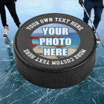 Custom One of a Kind Personalized Hockey Puck<br><div class="desc">easy to create and make Your Own Custom hockey puck from Ricaso .. add a photo and curved text to your own custom Personalized puck</div>