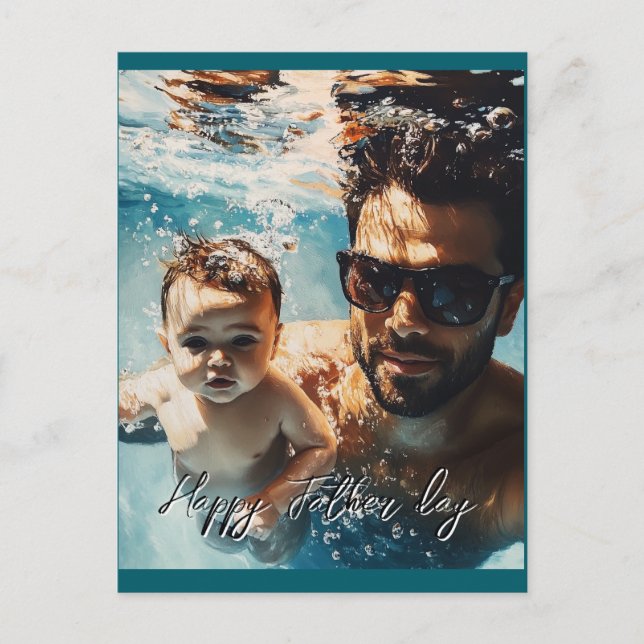 Custom one photo of father and son postcard (Front)