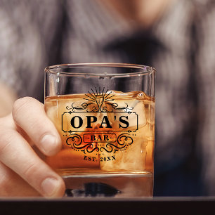 Custom Opa's Bar Year Established Glass