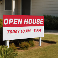 Custom Open House Time l Real Estate Red & White 