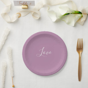 Custom Opera Mauve Solid Colour Minimalist Wedding Paper Plate