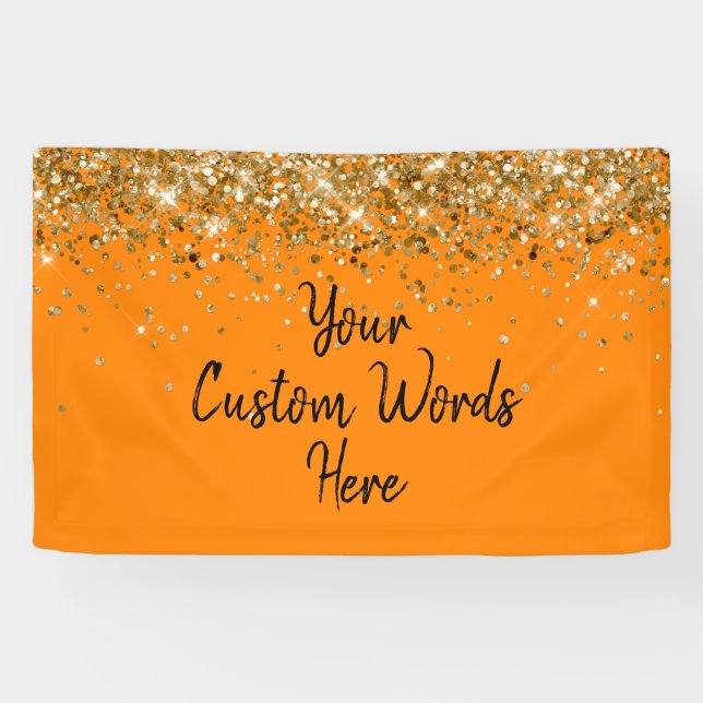 Custom Orange and Black Birthday Party Photo Booth Banner (Horizontal)