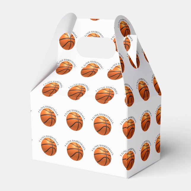 Custom orange and black leather basketball favor box (Back Side)