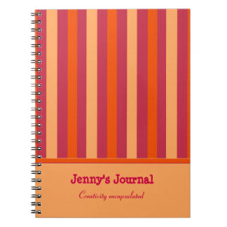 Custom Orange and Cranberry Striped Notebook