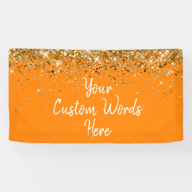 Custom Orange and Gold Birthday Party Photo Booth Banner (Horizontal)