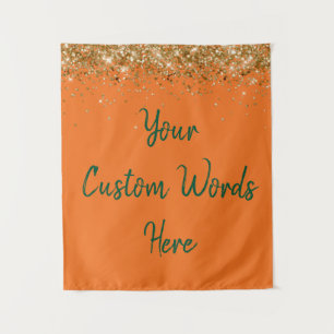 Custom Orange and Green Personalized Photo Booth Tapestry