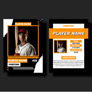 Custom Orange Baseball Trading Card Player Profile