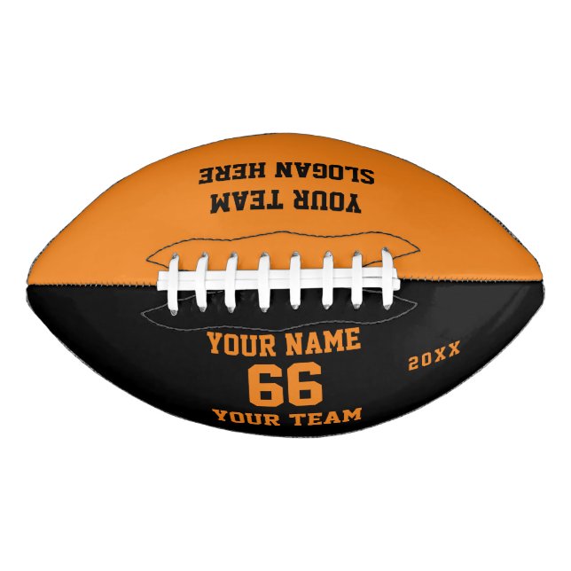 Custom orange black Football Name, Number, Team (Front)