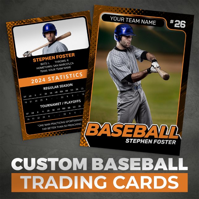 Custom Orange & Black Pro Baseball Trading Card (Creator Uploaded)