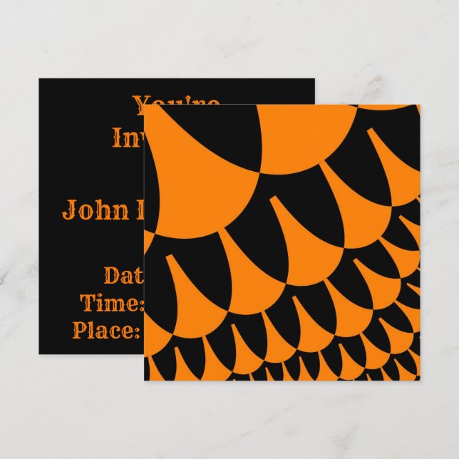 Custom Orange Black Scales Invitation (Front/Back)