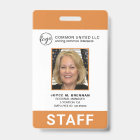 Custom Orange Business Logo Employee Photo ID