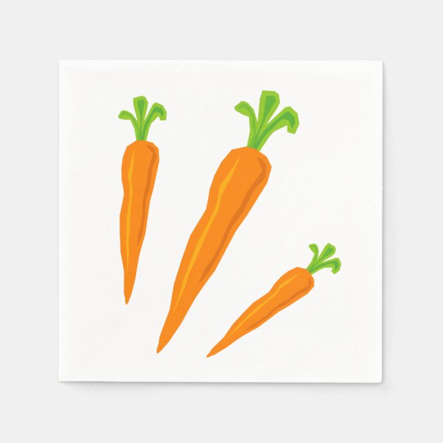 Custom orange carrot vegetable paper party napkins (Front)