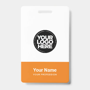 Custom Orange Company Logo Name Title Bar Code Badge