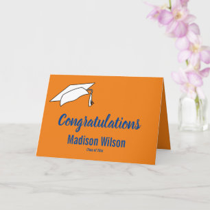 Custom Orange Congratulations at Graduation Card