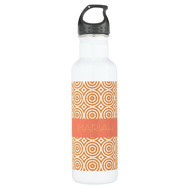 Custom Orange Cream Salmon Yellow Geo Pattern 710 Ml Water Bottle (Front)