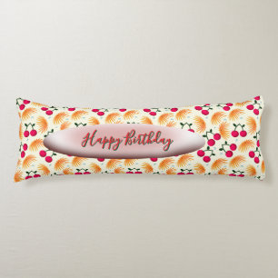 Custom Orange Floral Cherry Pattern  Body Pillow