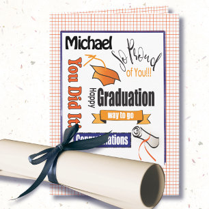 Custom Orange Graduation Card to Personalize