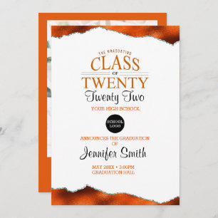 Custom Orange Graduation Invite with Back Photo