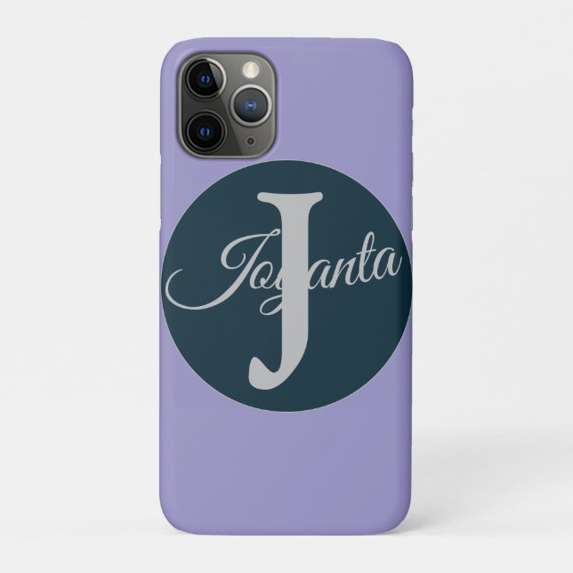 Custom  orange greay blue Monogram Elegant Case-Mate iPhone Case (Back)