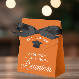 Custom Orange High School Reunion Party Favor Box