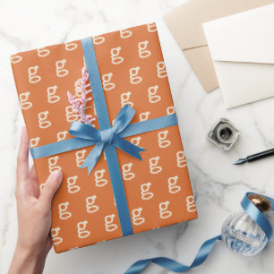 Custom Orange Initial Monogram Retro Typewriter Wrapping Paper