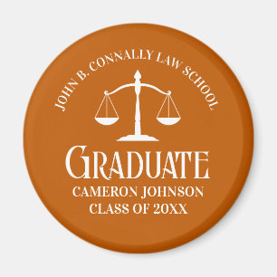 Custom Orange Law School Graduation Keepsake Magnet