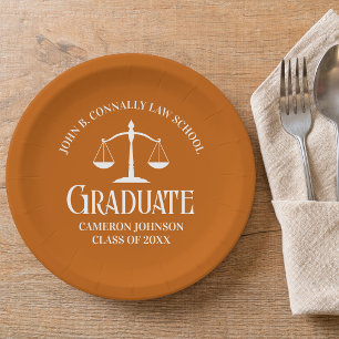 Custom Orange Law School Graduation Party Paper Plate