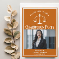 Custom Orange Law School Graduation Photo Party