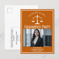 Custom Orange Law School Graduation Photo Party