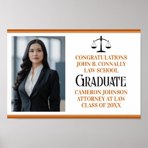 Custom Orange Law School Photo Graduation Party Poster