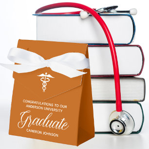 Custom Orange Medical School Graduation Party Favor Box