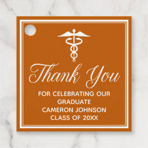 Custom Orange Medical School Graduation Party Favour Tags