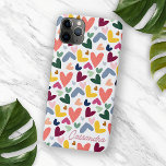 Custom Orange Mint Green Pink Blue Heart Pattern iPhone 11 Pro Max Case<br><div class="desc">Contemporary pastel blush pink, light and dark blue, coral orange, mint green, and yellow coloured Valentine love hearts pattern on a white background. With room to customize or personalize with a name, monogram, or initials of your choice. Beautiful, modern, and cool cover for the trend-savvy and art-loving hip trendsetter, artsy...</div>