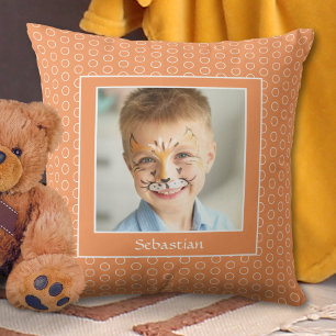 Custom Orange Photo Frame Throw Pillow