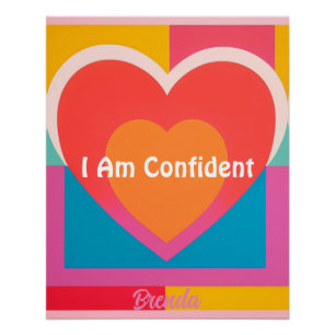 Custom Orange Pink Heart Affirmation Poster