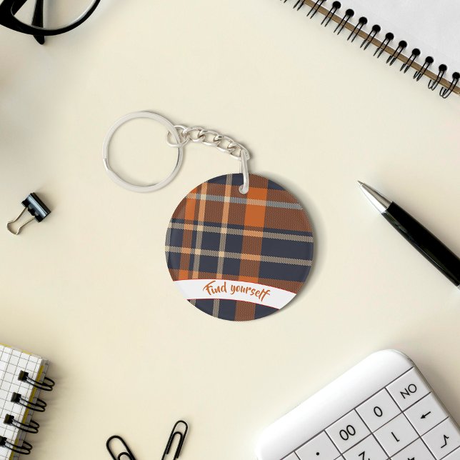 Custom Orange Plaid Keychain (Creator Uploaded)